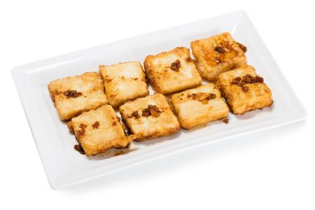 油炸豆腐从大豆富含蛋白质的食品产品照片